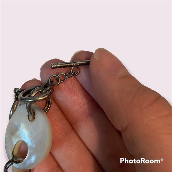 925 Sterling And Mother Of Pearl Abstract Circular Bracelet - Picture 5 of 7